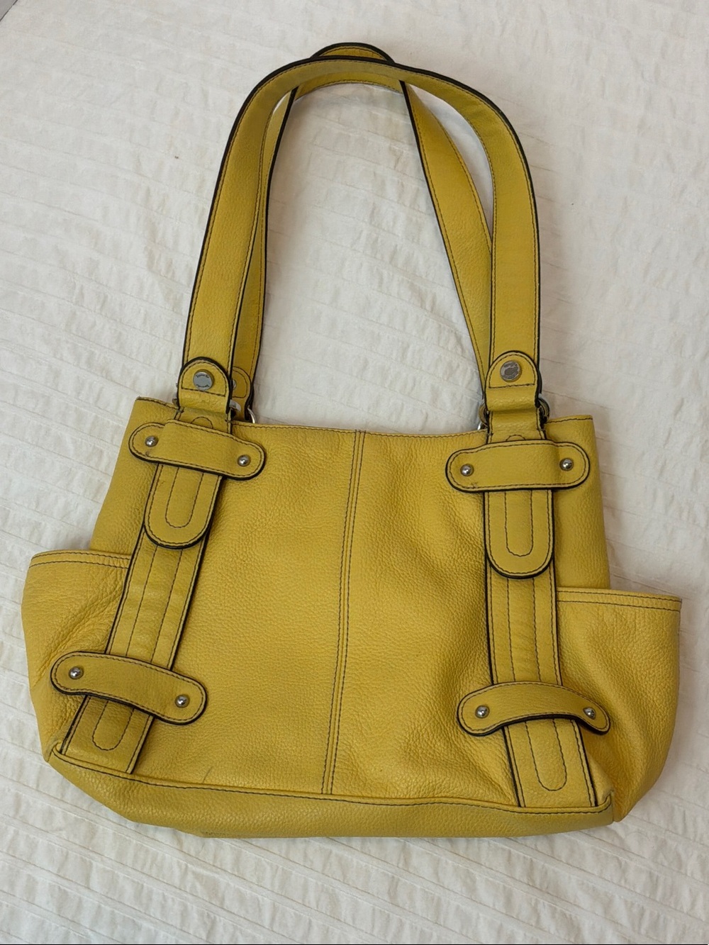 Tignanello Yellow Leather Hand Bag